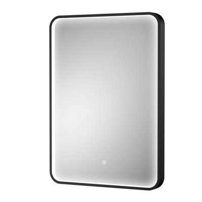 B&Q -  Pictor Led Touch Sensor Inset Framed Mirror With DemisterMatt Black700 X 500 mm