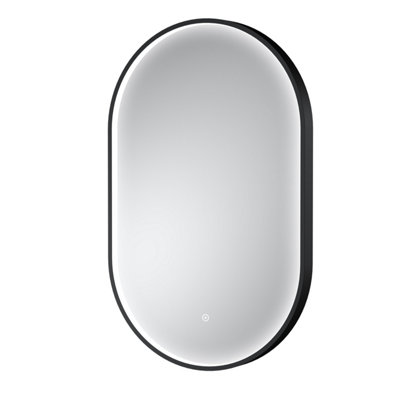 B&Q -  Columba Oval Led Touch Sensor Inset Framed Mirror With DemisterMatt Black800 X 500 mm