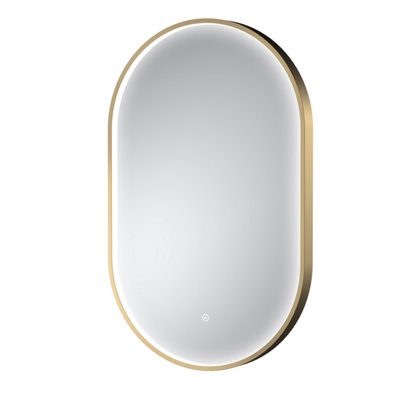 B&Q -  Columba Oval Led Touch Sensor Inset Framed Mirror With DemisterBrushed Brass800 X 500 mm