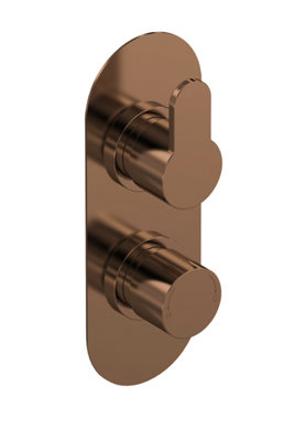 Nuie Arvan Twin Thermostatic ValveConcealed Shower Valve With Precise Temperature ControlBrushed Bronze Finish from B&Q