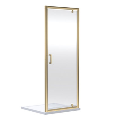 Balterley Ruwa 6Mm Toughened Safety Glass Reversible Pivot Shower Door - 1900 X 760Mm - Brushed Brass Black