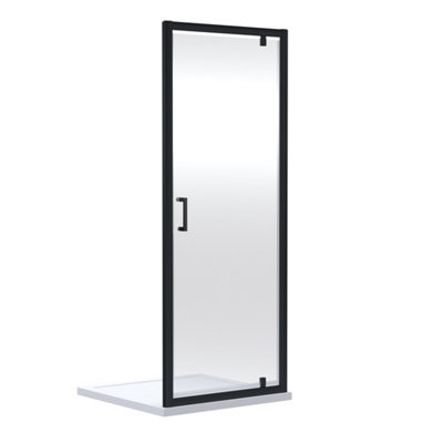Balterley Ruwa 6Mm Toughened Safety Glass Reversible Pivot Shower Door - 1900 X 760Mm - Matt Black
