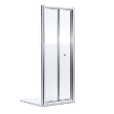 B&Q - Ruwa 4mm Toughened Safety Glass Bi-Fold Shower Door1900 X 800mmChromeBalterley