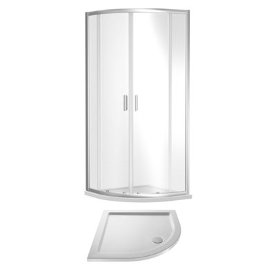 B&Q -  Quadrant Shower Suite With 6mm Safety Glass Enclosure & 900 X 900mm Resin Tray In Chrome Frame With White Tray