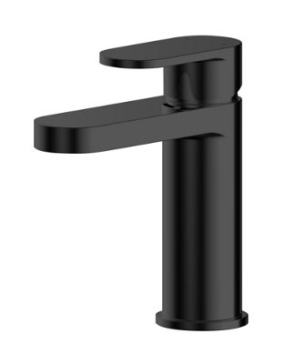 Balterley Enville Round Mono Basin Mixer Tap With Flat Spout And Push Button WasteMatt Black Finish from B&Q