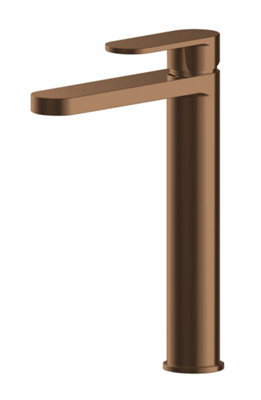 Balterley Enville Round High Rise Mono Basin Mixer Tap With Flat Spout & Cylindrical BodyBrushed Bronze Finish from B&Q