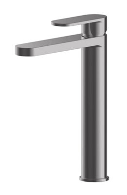 Balterley Enville Round High Rise Mono Basin Mixer Tap With Flat Rounded SpoutBrushed Pewter Finish from B&Q
