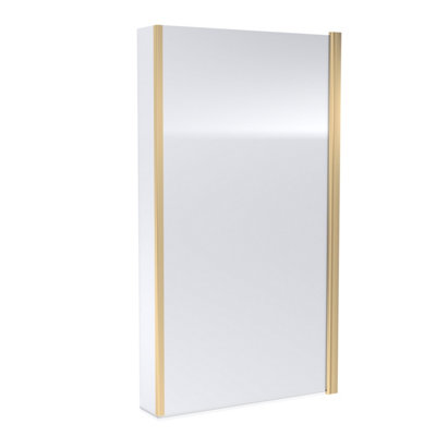 Balterley Contemporary 6Mm Toughened Safety Glass Square Hinged Bath Screen With Fixed Return - 1430 X 795 X 24Mm - Brushed Brass