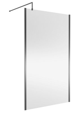 B&Q -  Wetroom Screen Outer FrameDurable Frameless Fixed Bathroom Glass Shower Screen In Brushed Pewter Finish1200mm
