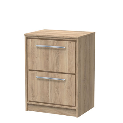 Hudson Reed Lille Floor Standing Two Drawer Contemporary Vanity Unit With Worktop In Bleached Oak605 X 460mm from B&Q