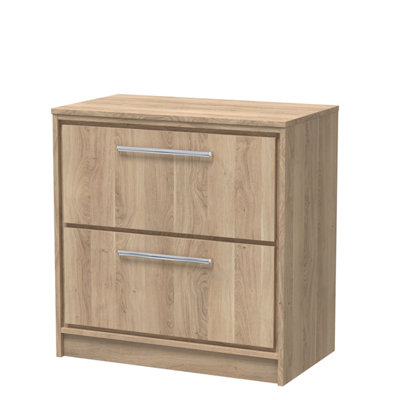 Hudson Reed Lille Floor Standing Two Drawer Contemporary Vanity Unit With Worktop In Bleached Oak805 X 460mm from B&Q
