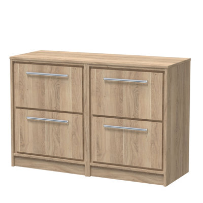 Hudson Reed Lille Floor Standing Four Drawer Contemporary Vanity Unit With Worktop In Bleached Oak1205 X 460mm from B&Q