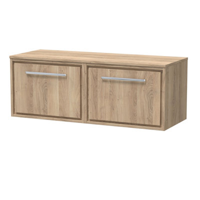 Hudson Reed Lille Wall Hung Single Drawer Contemporary Vanity Unit With Worktop In Bleached Oak605 X 460mm from B&Q