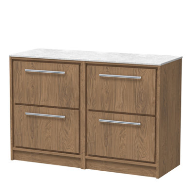 Hudson Reed Lille Floorstanding Four Drawer Contemporary Vanity Unit With Marble Worktop In Antique Oak1210 X 460mm from B&Q