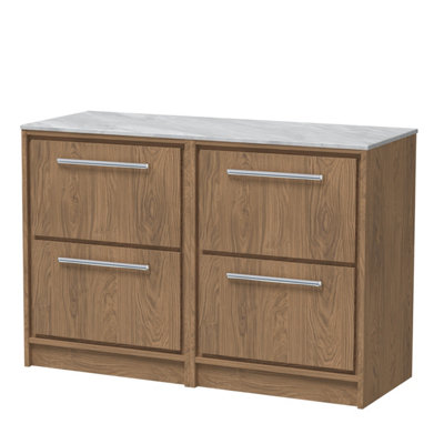 Hudson Reed Lille Floorstanding Four Drawer Contemporary Vanity Unit With Marble Worktop In Antique Oak1210 X 460mm from B&Q