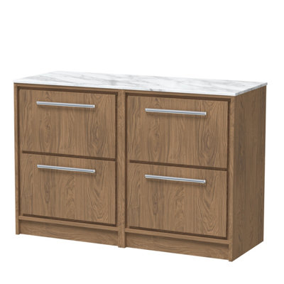 Hudson Reed Lille Floorstanding Four Drawer Contemporary Vanity Unit With Marble Worktop In Antique Oak1210 X 460mm from B&Q