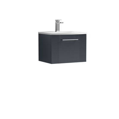Balterley Belvide Partial Fluted 1 Drawer Wall Hung Vanity Unit With 1 Tap Hole Curved Basin- 500mmSatin Dark Grey from B&Q