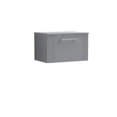 Balterley Belvide Partial Fluted 1 Drawer Wall Hung Vanity Unit With Colour Coordinating Worktop600mmSatin Grey from B&Q
