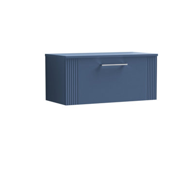 Balterley Belvide Partial Fluted 1 Drawer Wall Hung Vanity Unit With Colour Coordinating Worktop800mmSatin Blue from B&Q