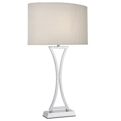 Britalia Bropo4150 Polished Chrome Modern Concave Curved Table Lamp With Cream Oval Micro Pleat Shade 53Cm from B&Q