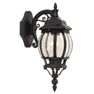 Britalia Black & Clear Glass Outdoor Vintage Down Coach Orb Lantern Wall Light Ip 44 Rated 45 Cm Height 1 X Es E 27 Lamp Required from B&Q