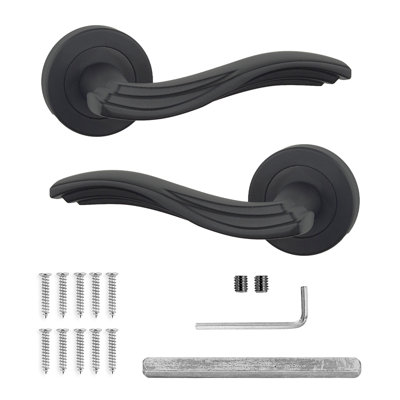 DecoranddecorInternal Door HandlesBlack Door Handle SetDoor Lever HandlesPairSolace Range from B&Q