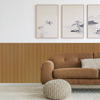 Decoranddecor Oak Acoustic Wall PanelsWood Slat Panels1200X600mm from B&Q