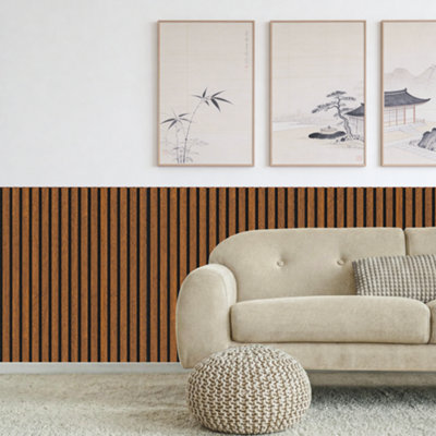 Decoranddecor Walnut Acoustic Wall PanelsWood Slat Panels1200X600mm from B&Q