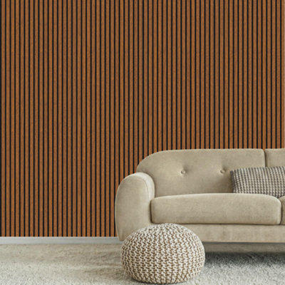 Decoranddecor Walnut Acoustic Wall PanelsWood Slat Panels2400X600mm from B&Q
