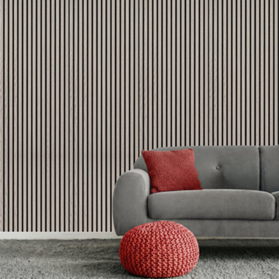 Decoranddecor Grey Acoustic Wall PanelsWood Slat Panels2400X600mm from B&Q