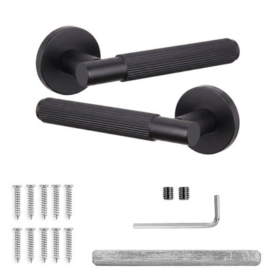 B&Q - DecoranddecorInternal Door HandlesBlack Door Handle SetDoor Lever HandlesPair Of HandlesHera Range