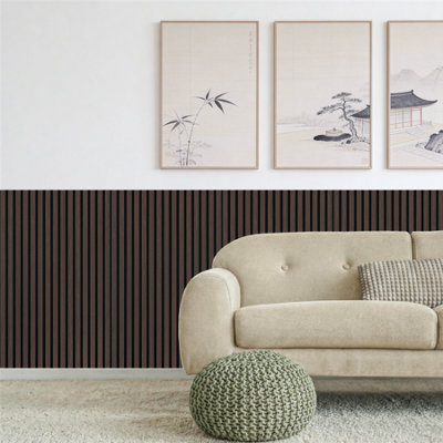 Decoranddecor 3-Sided Smoked Oak Acoustic Wall PanelsWood Slat Panels1200X600mmPack Of 2 from B&Q