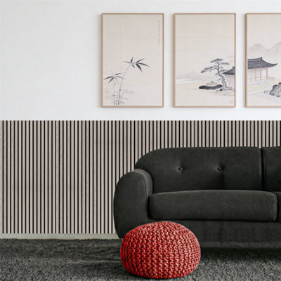 Decoranddecor 3-Sided Grey Acoustic Wall PanelsWood Slat Panels1200X600mmPack Of 2 from B&Q