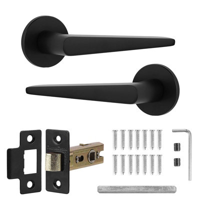 Decoranddecor Door Handles - Internal Door Handles For Doors - Interior Door Handles With Tubular Latch - Terra Range Black