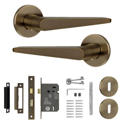 Decoranddecor Antique Brass Door Handles With LockInternal Door Handles For Wooden DoorsInterior Door HandlesTerra Range from B&Q