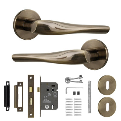 Decoranddecor Antique Brass Door Handles With LockInternal Door Handles For Wooden DoorsInterior Door HandlesNanda Range from B&Q