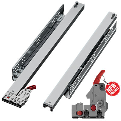 Decoranddecor Push To Open And Soft Close Undermount Drawer Runner For 450mm Drawer LengthSynchronizedFull Extension35Kg19mm Side from B&Q