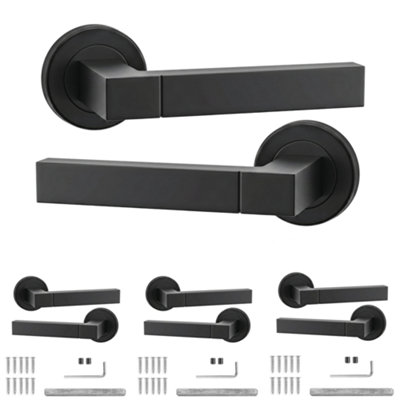 B&Q - DecoranddecorInternal Door HandlesBlack Door Handle SetDoor Lever HandlesPack Of 4 PairsLumina Range