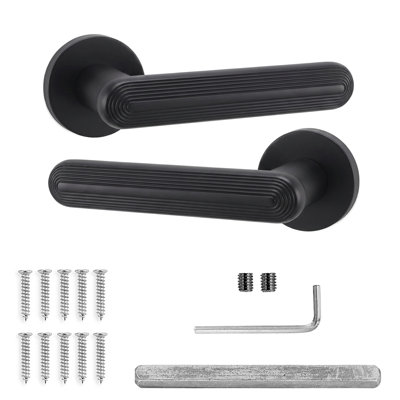 B&Q -  Marin Door HandlesMatt Black Lever On Rose Internal Door HandlesPair