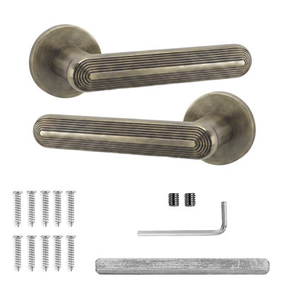 B&Q -  Marin Door HandlesAntique Brass Lever On Rose Internal Door HandlesPair