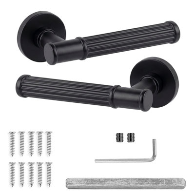 B&Q -  Leto Door HandlesMatt Black Lever On Rose Internal Door HandlesPair
