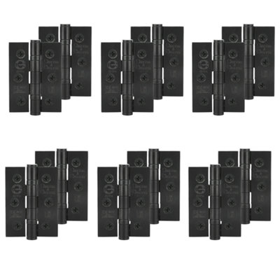 DecoranddecorFire Rated Ball Bearing Door Hinge 76mm (3 Inch)Matt Black6 Pairs (12 Hinges) from B&Q