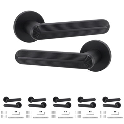 B&Q -  Marin Door HandlesMatt Black Lever On Rose Internal Door HandlesPack Of 6 Pairs