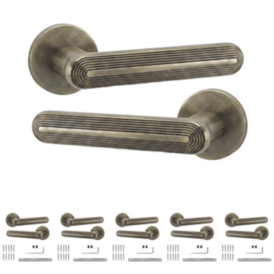 B&Q -  Marin Door HandlesAntique Brass Lever On Rose Internal Door HandlesPack Of 6 Pairs
