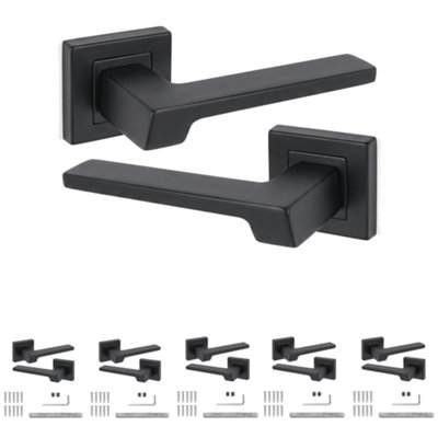 B&Q - DecoranddecorInternal Door HandlesBlack Door Handle SetDoor Lever HandlesPack Of 6 PairsSpectra Range