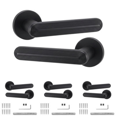 B&Q -  Marin Door HandlesMatt Black Lever On Rose Internal Door HandlesPack Of 4 Pairs