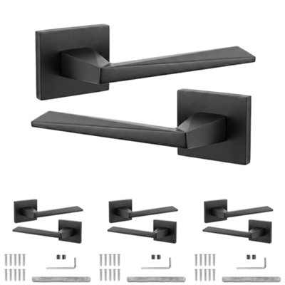 B&Q - DecoranddecorInternal Door HandlesBlack Door Handle SetDoor Lever HandlesPack Of 4 PairsLeda Range