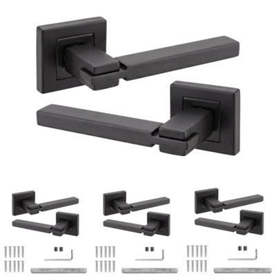 B&Q - DecoranddecorInternal Door HandlesBlack Door Handle SetDoor Lever HandlesPack Of 4 PairsNexus Range