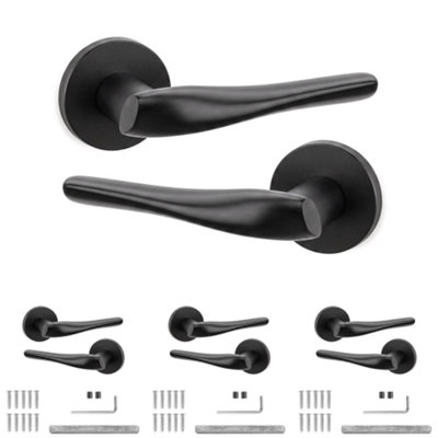 B&Q - DecoranddecorInternal Door HandlesBlack Door Handle SetDoor Lever HandlesPack Of 4 PairsNanda Range