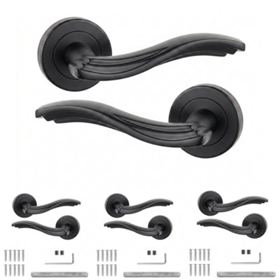 B&Q - DecoranddecorInternal Door HandlesBlack Door Handle SetDoor Lever HandlesPack Of 4 PairsSolace Range